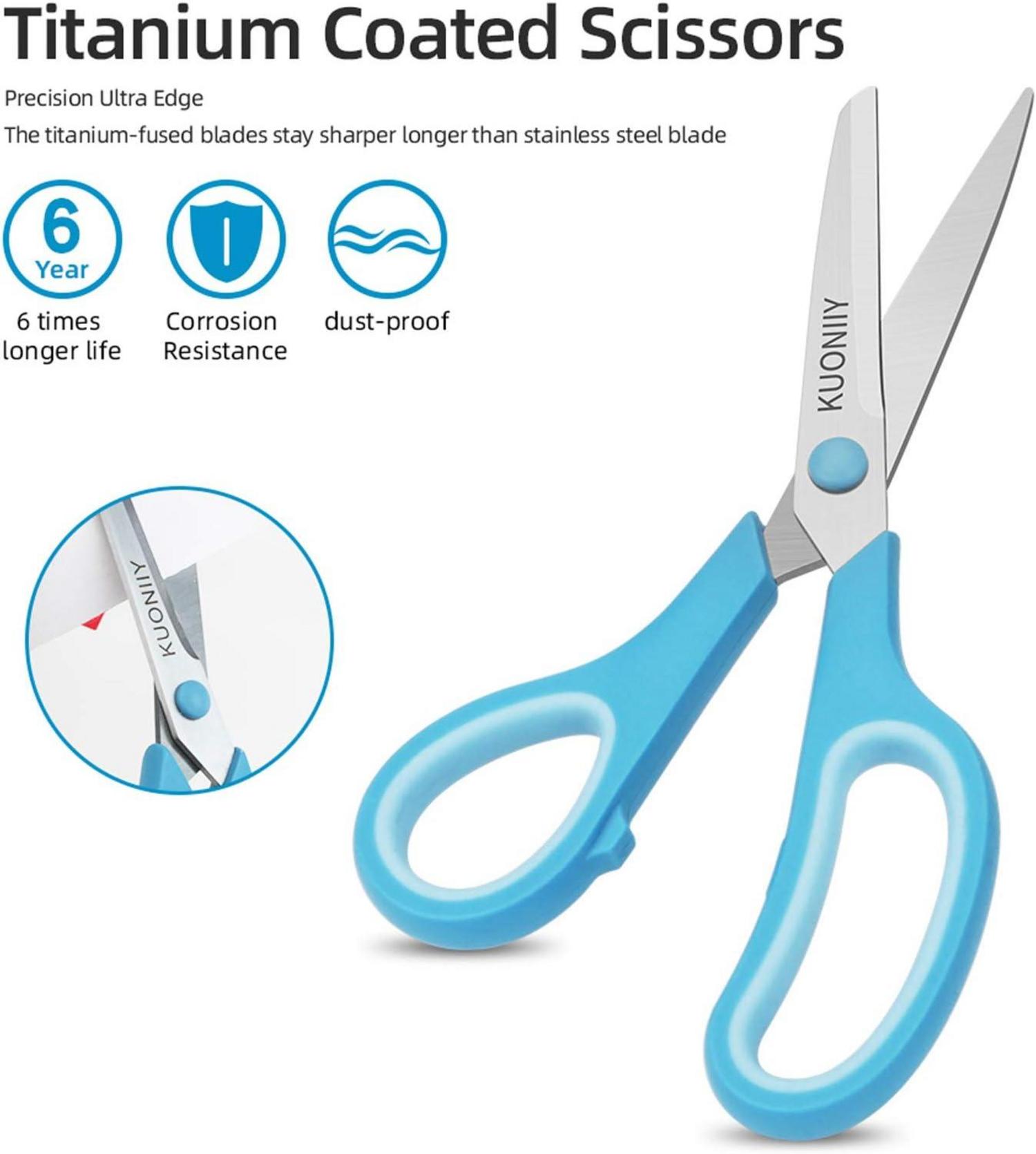 KUONIIY Titan Scheren Set, 3er Pack, 20,3 cm, Rot Grün Blau