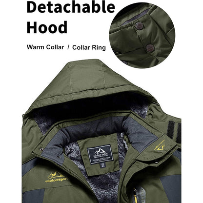Herren Winterjacke warm gefüttert abnehmbare Kapuze Armeegrün XXL