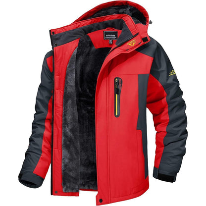 Herren Fleece Skijacke Winter Warm Gefüttert Rot XL