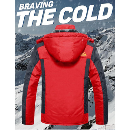 Herren Fleece Skijacke Winter Warm Gefüttert Rot XL