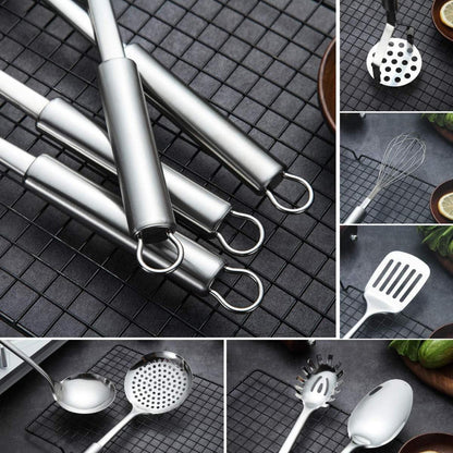 Edelstahl Kochset 7-teilig mit Ständer und Utensilien Set