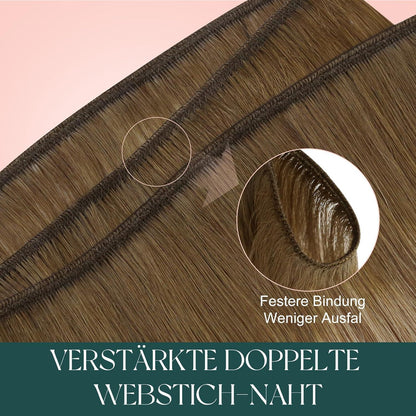 Echthaar Tressen Mittelbraun & Blond 50cm - Balayage
