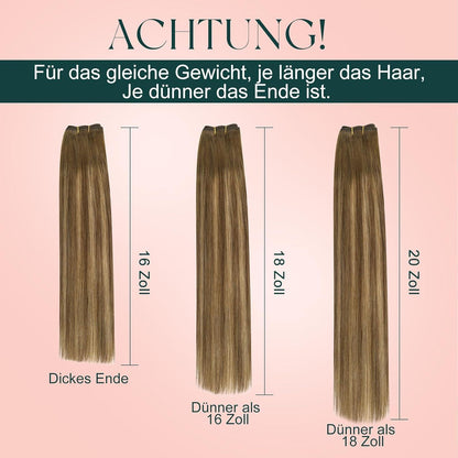 Echthaar Tressen Mittelbraun & Blond 50cm - Balayage