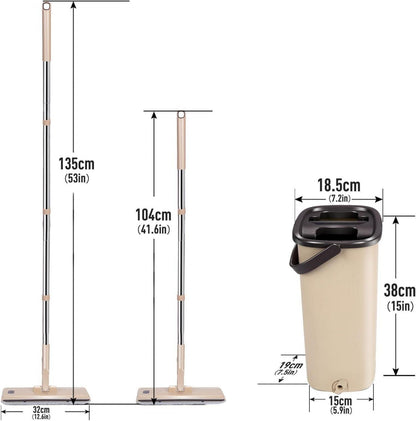 Masthome Wischmopp Set mit Eimer & 6 Mikrofaser Pads, Edelstahlgriff