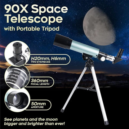 Kinder Teleskop Astronomisches Set 360/50mm Refraktor Stativ