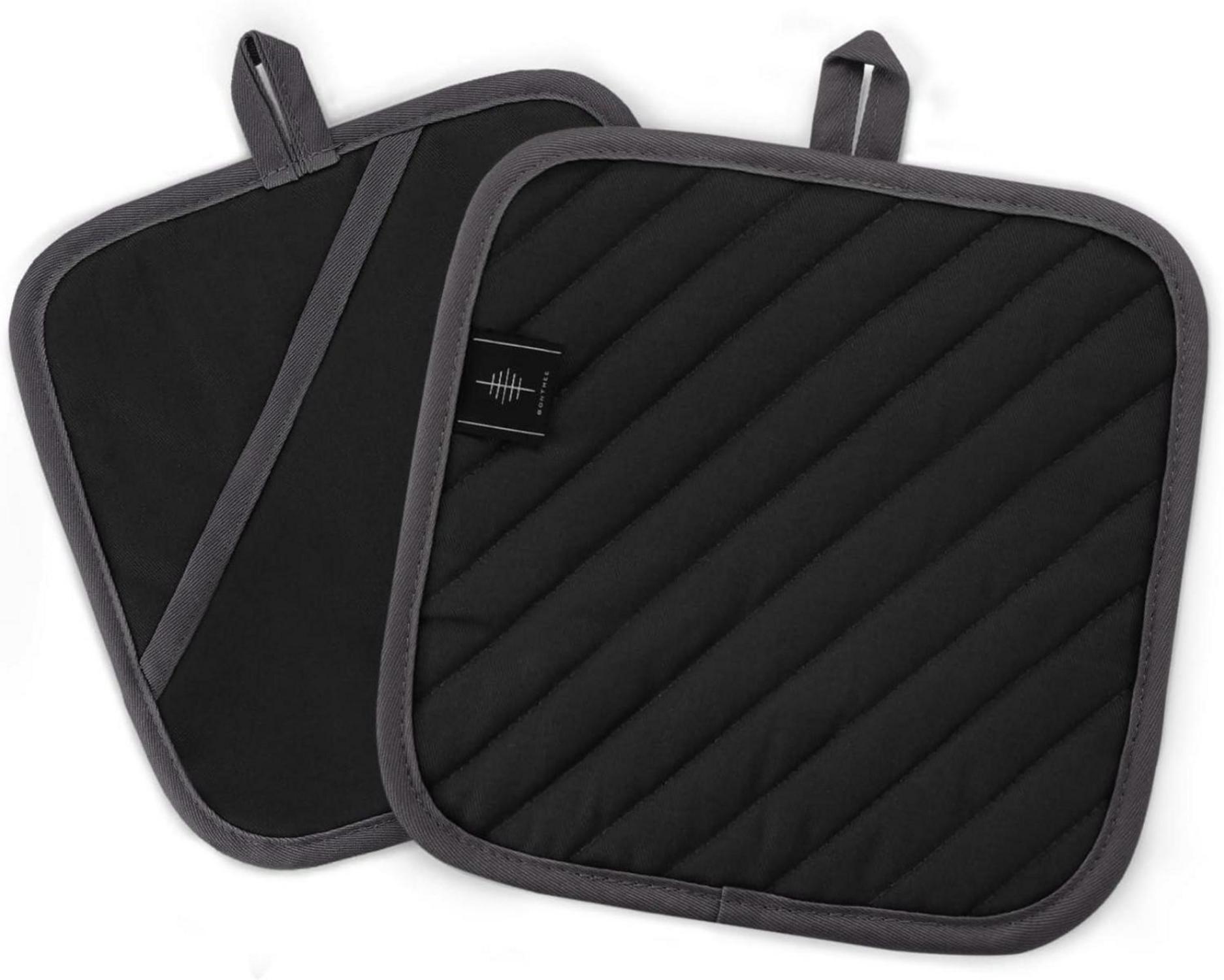 Topflappen Set Waschbarer Schutz Schwarz 20CM Kochen Backen Hände