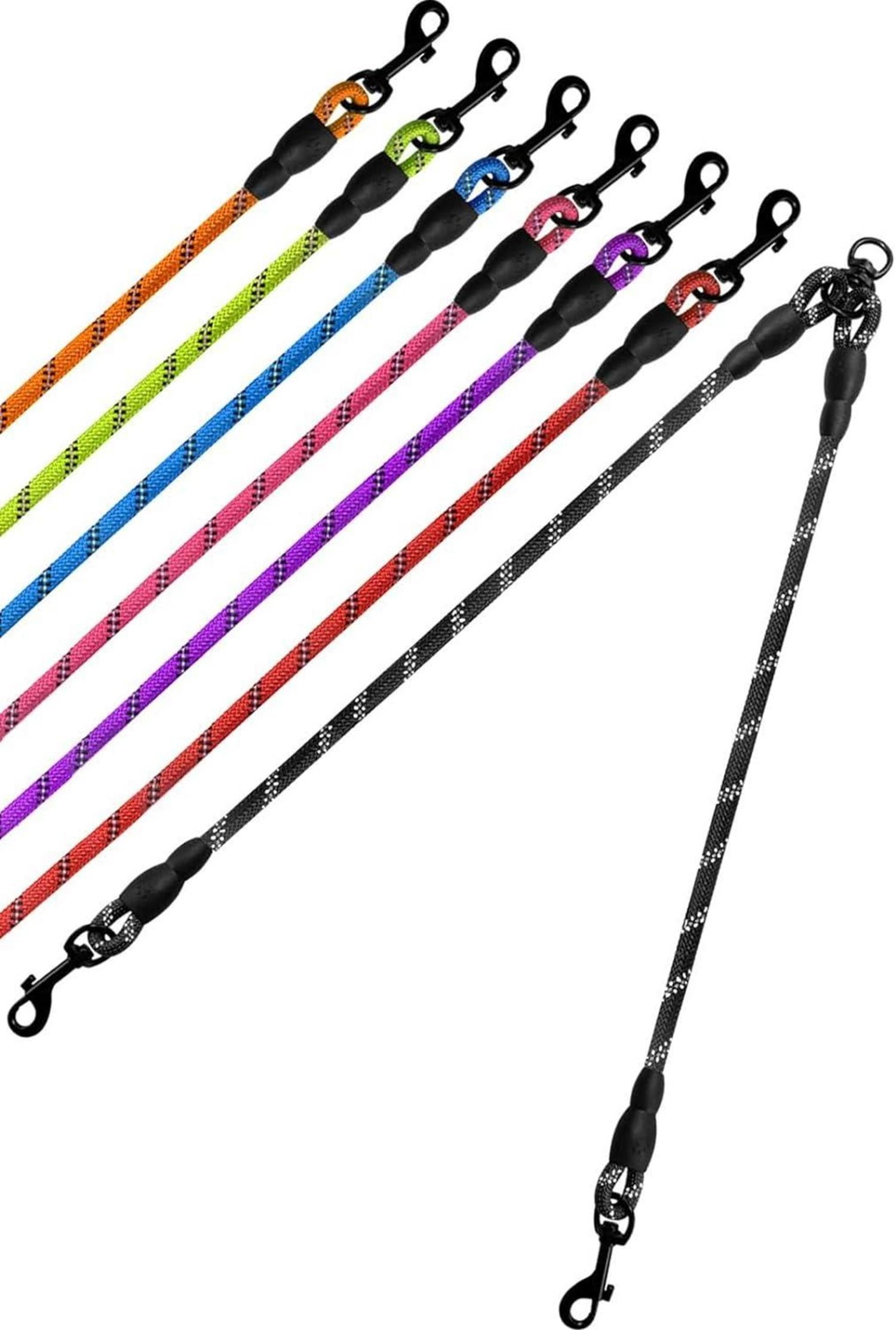 Doppelte Hundeleine für 2 Hunde, Reflektierend, Verstellbar, Schwarz