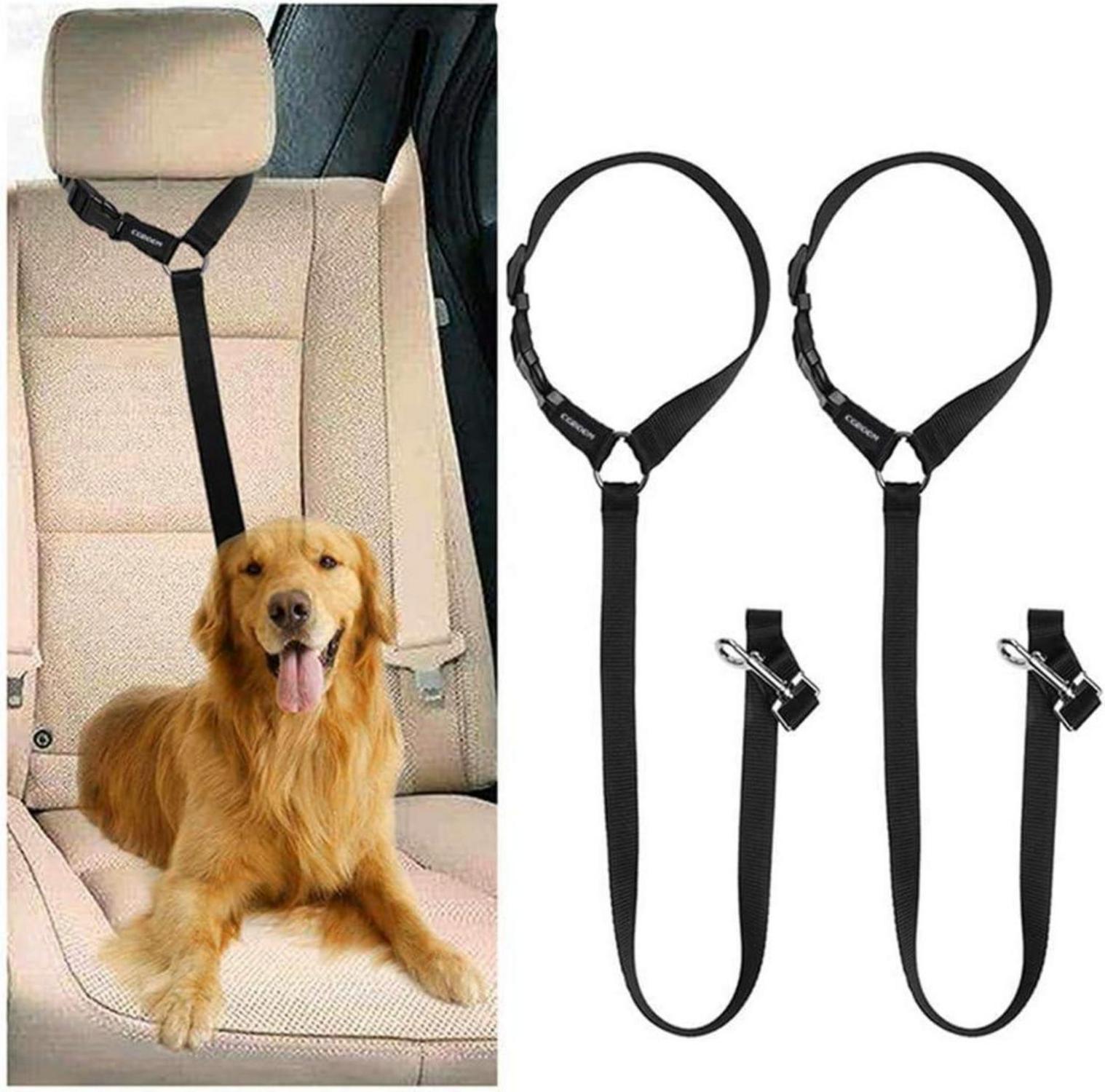 Hunde Sicherheitsgurt Auto Verstellbar Schwarz 2er Pack