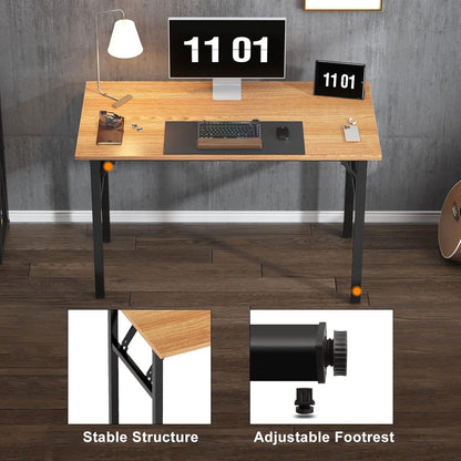 Klapptisch Computertisch 120x60x75cm Teak Schwarz Home Office Bureau