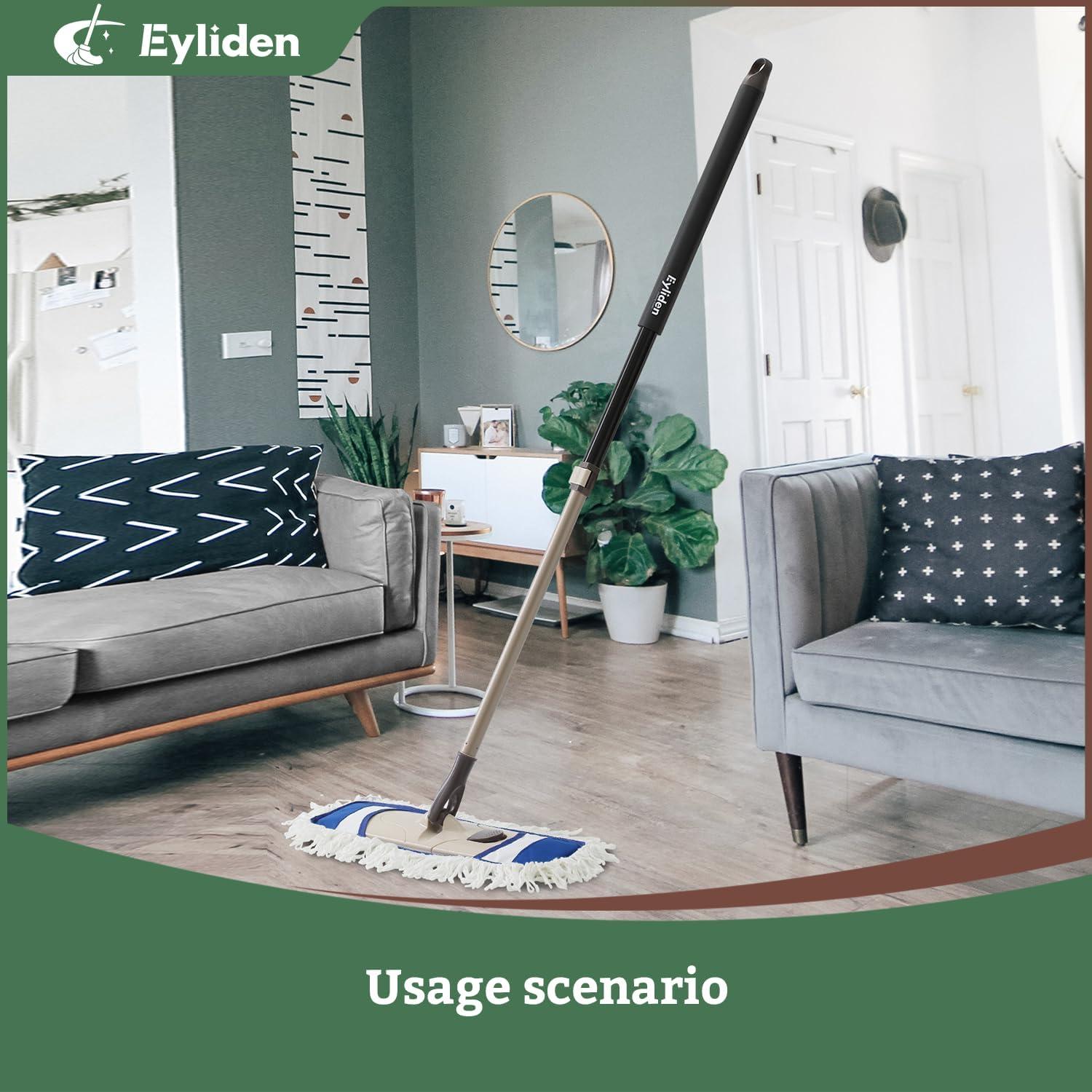 Eyliden Bodenwischer Set mit Teleskopstiel, 2 Microfaser Bezügen - Flachmop für Nass- und Trockeneinsatz