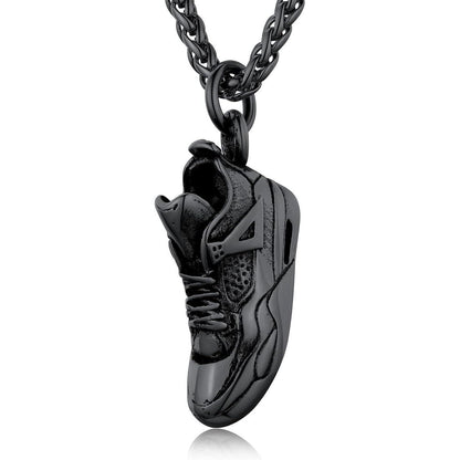 Herren Edelstahl Sneaker Sportschuh Halskette 316L Schwarz