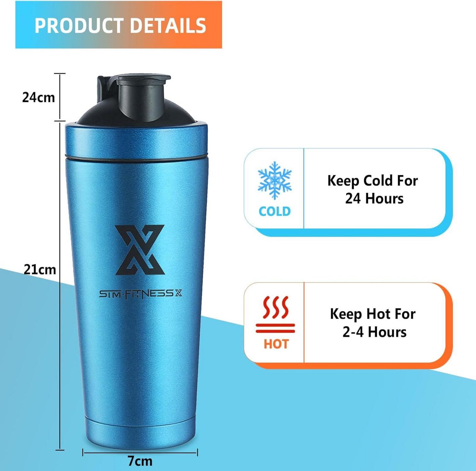 700ml Edelstahl Protein Shaker Sport Fitness Becher mit