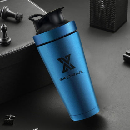 700ml Edelstahl Protein Shaker mit Kugel blau | Sport Fitness