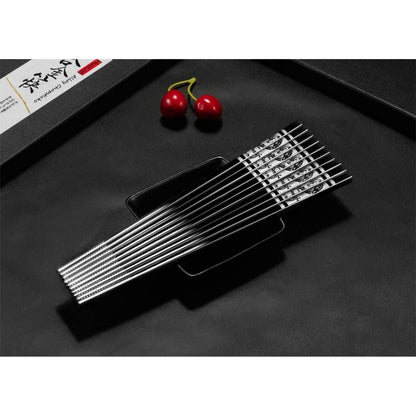 Edelstahl Essstäbchen Set mit Drachenmuster – 5 Paar