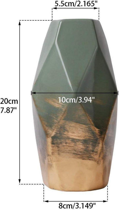 Moderne Grüne Goldene Keramikvase 20cm Deko für Zuhause Pampasgras Blumenvase