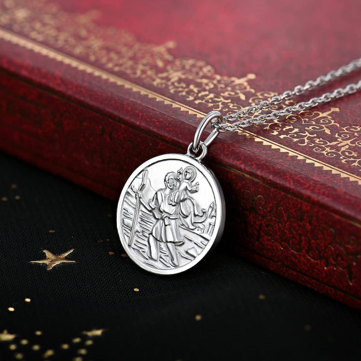 Heiliger Christophorus Kette 925 Sterling Silber Medaille Schutzanhänger