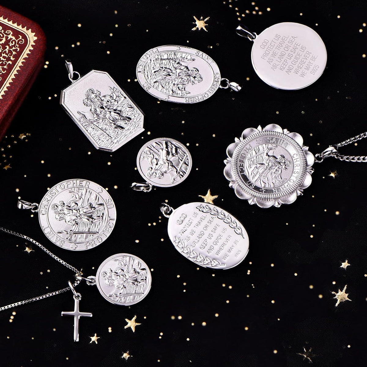 Heiliger Christophorus Kette 925 Sterling Silber Medaille Schutzanhänger