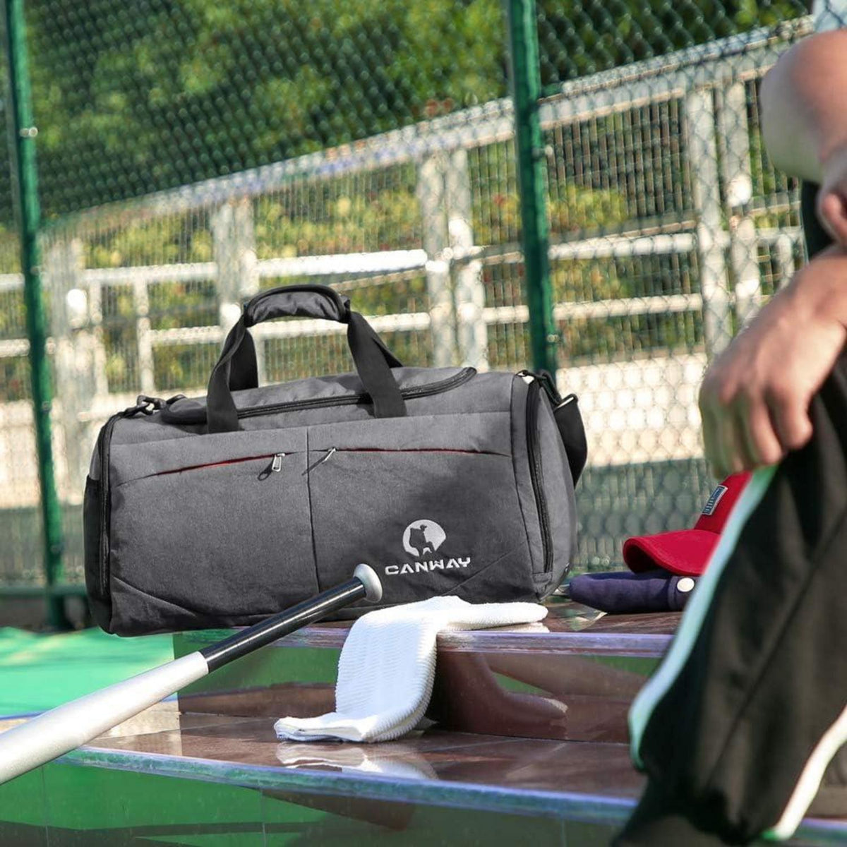 CANWAY Faltbare Sporttasche 45L mit Nassfach und Schuhfach Grau