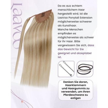 Echthaar Zopf Extension Blond Highlights 45cm