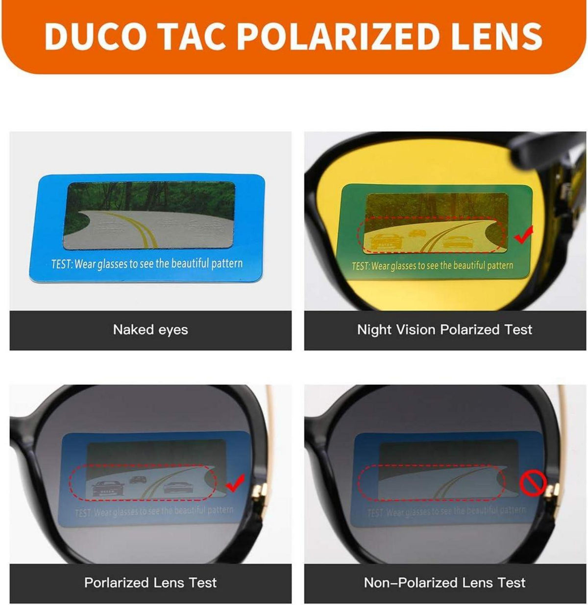 DUCO Gelbe Nachtsichtbrille Damen Autofahrer Polarisiert HD