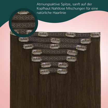 Clip-in Echthaar Extensions Braun 40cm – Remy Menschenhaar