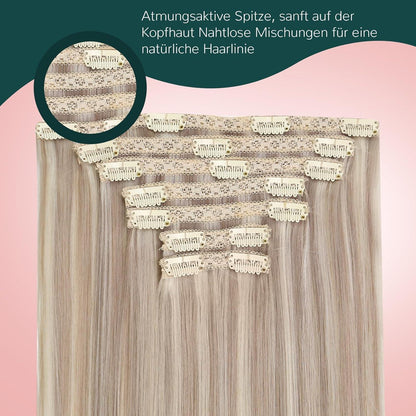 Clip-in Haarverlängerung Echthaar Blond 55cm