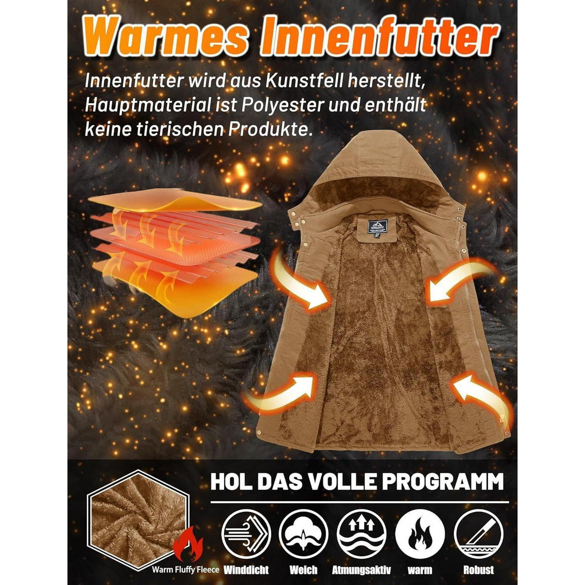 Herren Winterparka mit Kapuze & Cargo Taschen – Warm & Vielseitig