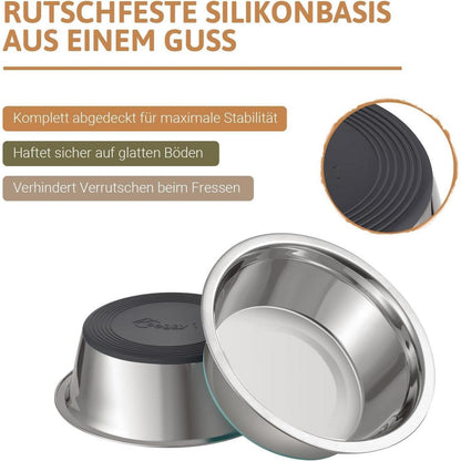 PEGGY11 Edelstahl Hundenapf mit Silikon-Boden, 2er Pack