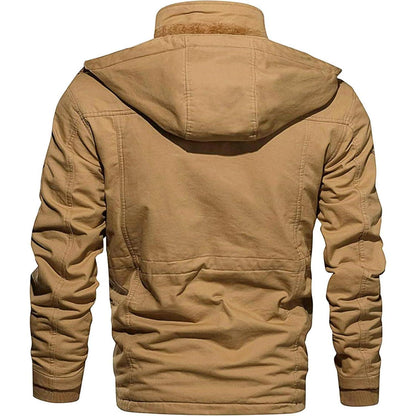 Warme Herren Winterjacke mit abnehmbarer Kapuze Khaki