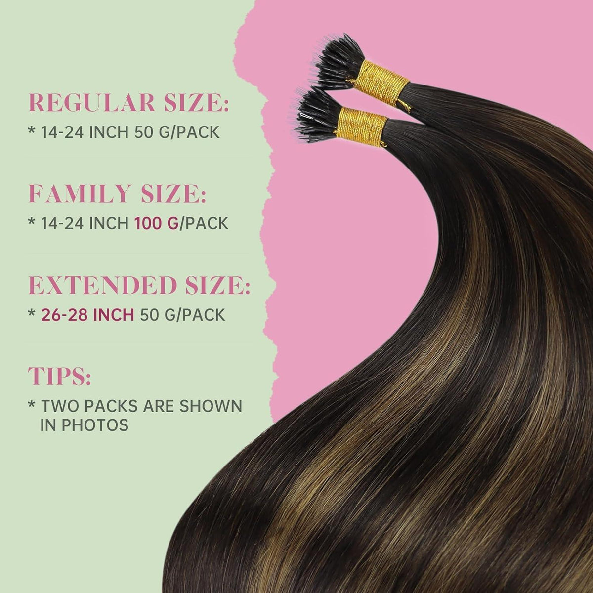 Echthaar Nanoring Extensions Braun 40cm - Haarverlängerung