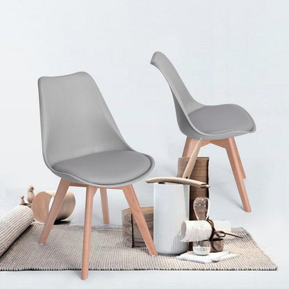 6 Esszimmerstühle Grau, Massivholz Buche, Retro Design