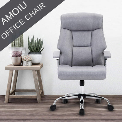Bürostuhl ergonomisch Stoff grau mit Armlehnen und