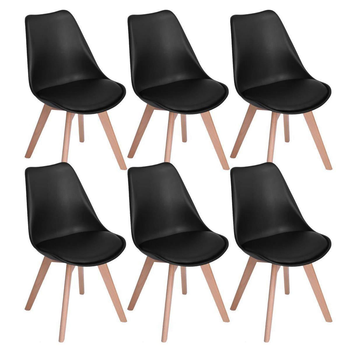 6 Esszimmerstühle Buche Holz Retro Design Schwarz