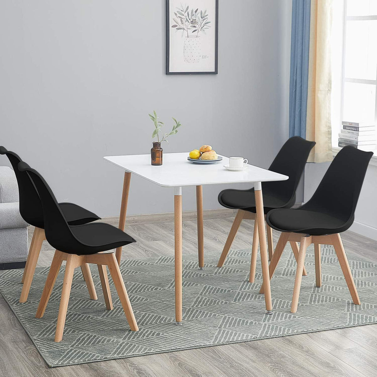 6 Esszimmerstühle Buche Holz Retro Design Schwarz