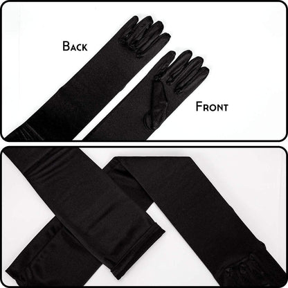Lange Satin Handschuhe Schwarz – 1920er Jahre Opernhandschuhe