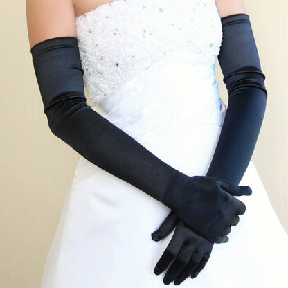 Lange Satin Handschuhe Schwarz – 1920er Jahre Opernhandschuhe