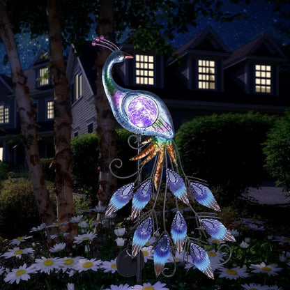 Gartendeko Metallpfau Solar Led Gartenleuchte für Draußen