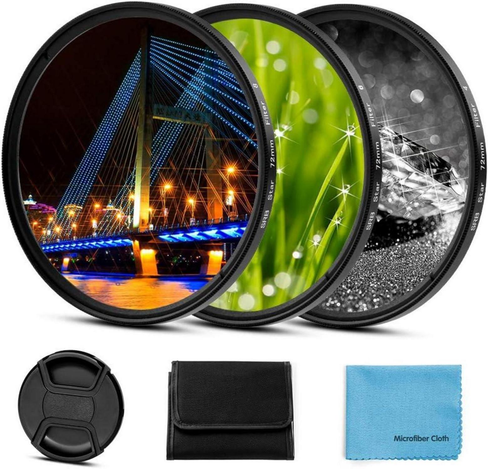 77mm Fotover Sternfilter Set (4, 6, 8 Punkte) mit Objektivdeckel