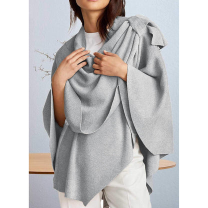 Damen Poncho Schal Strick Cape Grau – Weich & Vielseitig