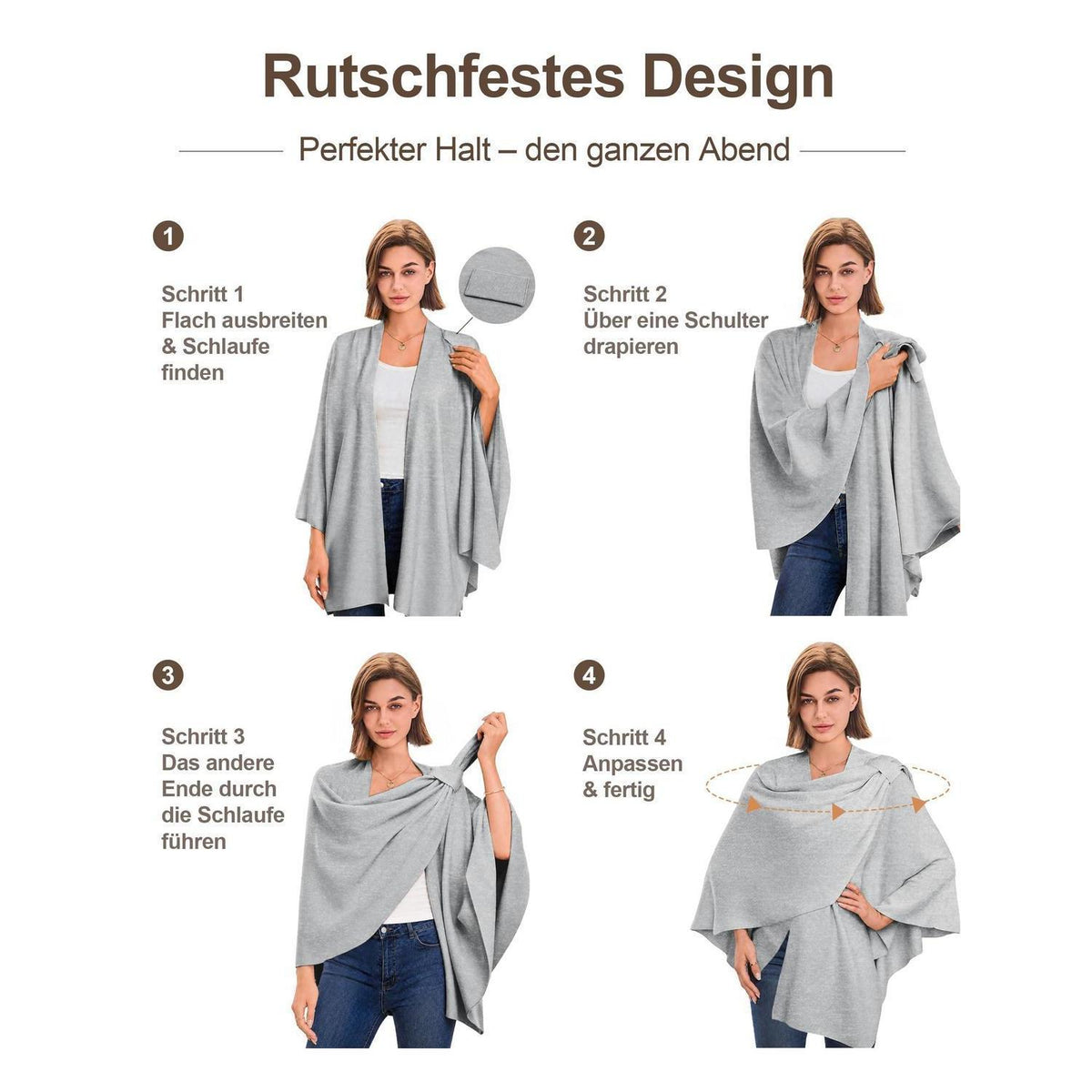 Damen Poncho Schal Strick Cape Grau – Weich & Vielseitig