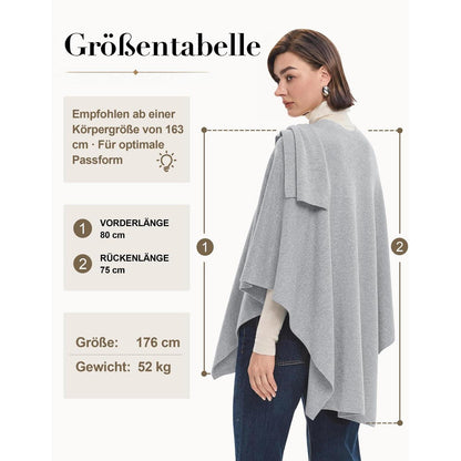 Damen Poncho Schal Strick Cape Grau – Weich & Vielseitig