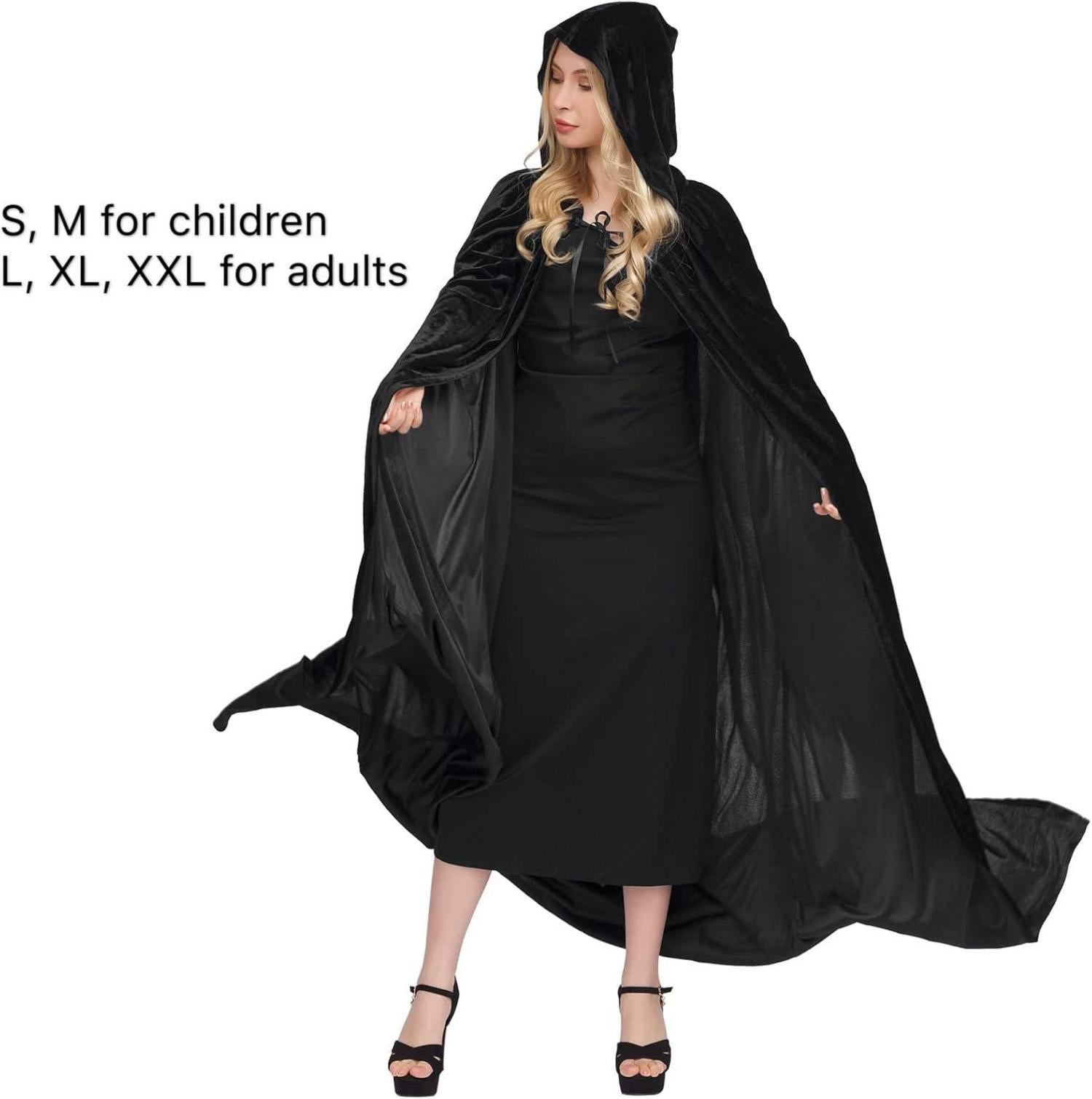 Umhang mit Kapuze Samtstoff Kostüm Vampir Halloween Warm Unisex Größe