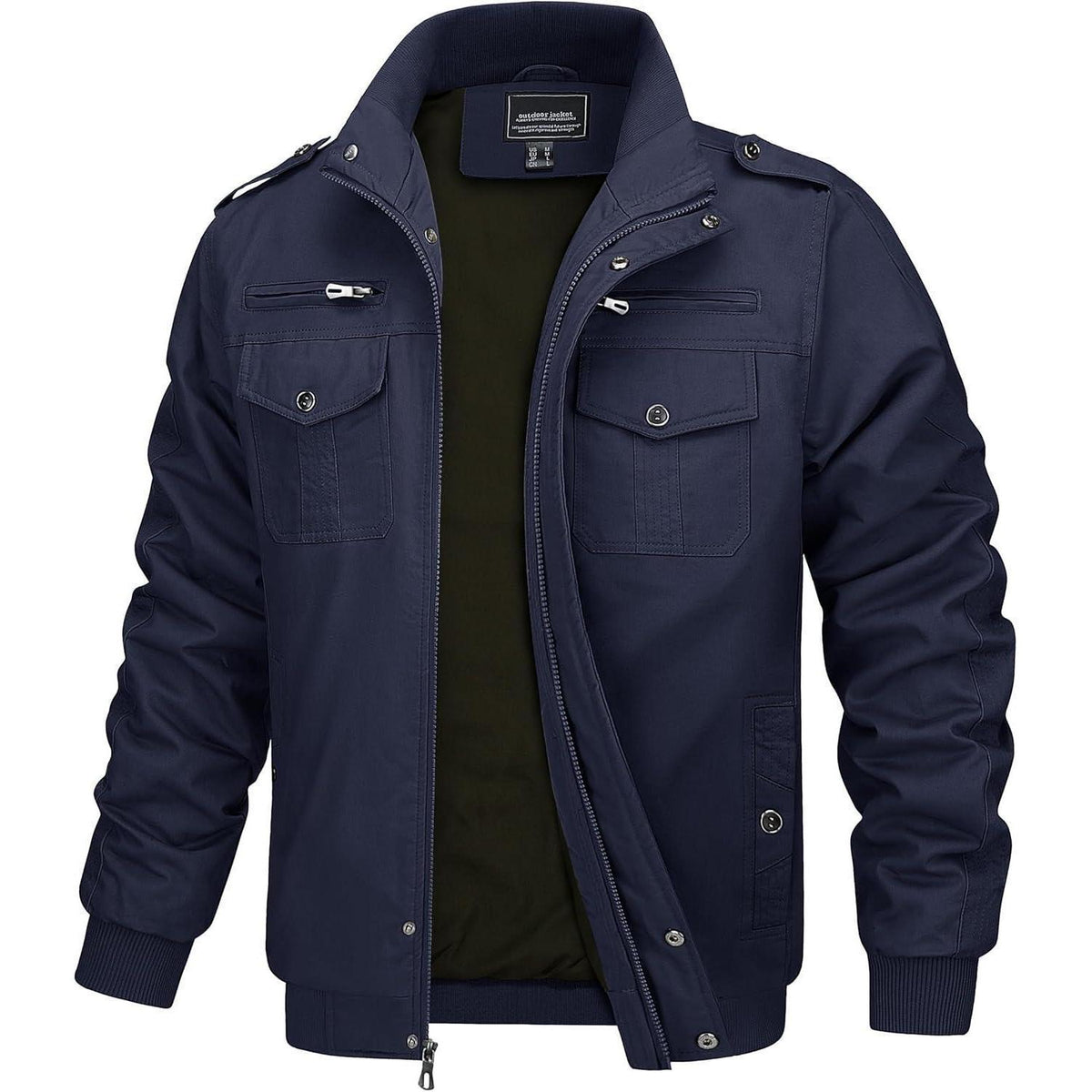 Herren Übergangsjacke Cargo Militär Winddicht Viele Taschen Navy