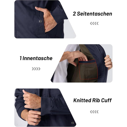 Herren Übergangsjacke Cargo Militär Winddicht Viele Taschen Navy