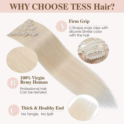 Echthaar Clip-In Extensions Platinblond 40cm