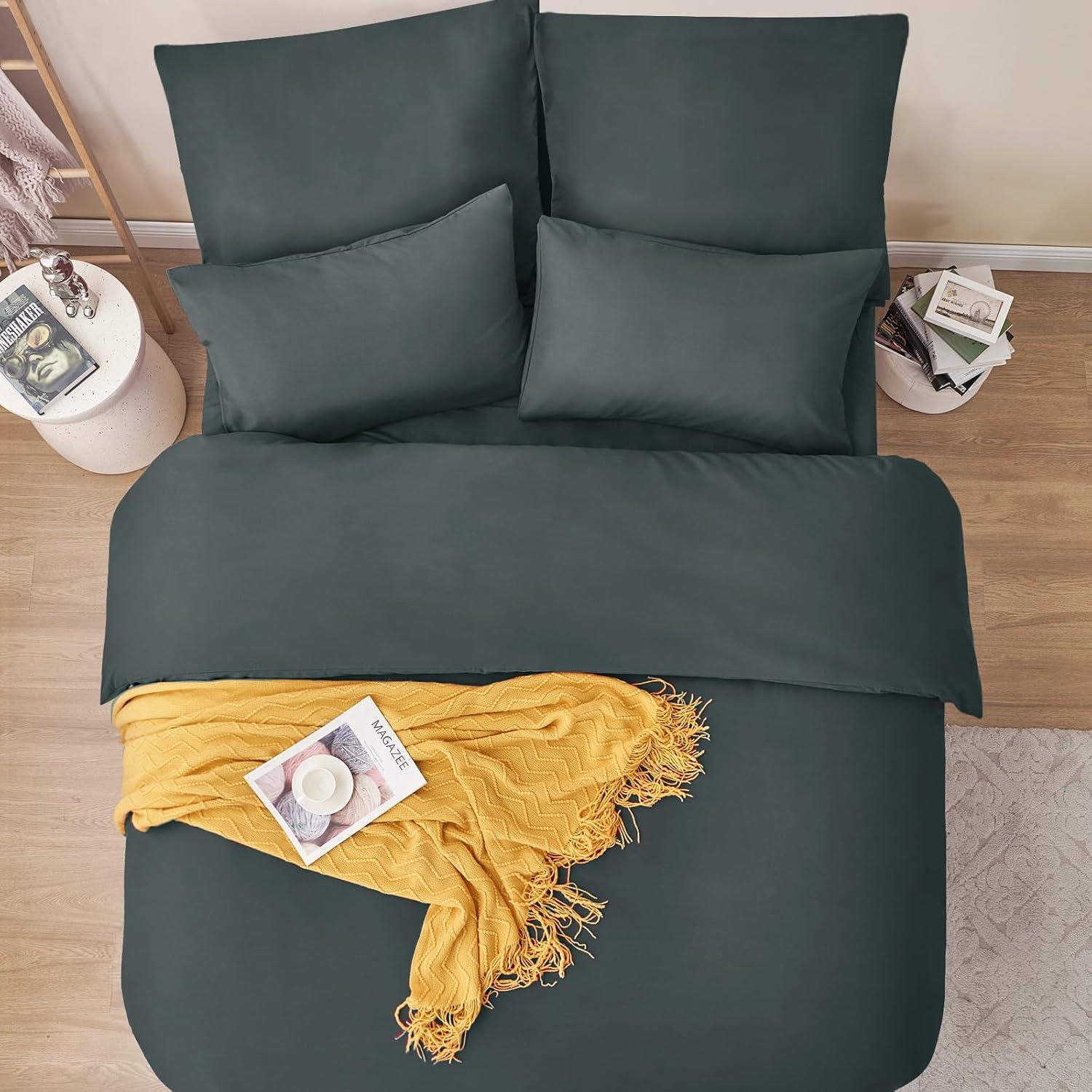 Bettwäsche-Set 200x220 Anthrazit Mikrofaser Weich & Bügelfrei