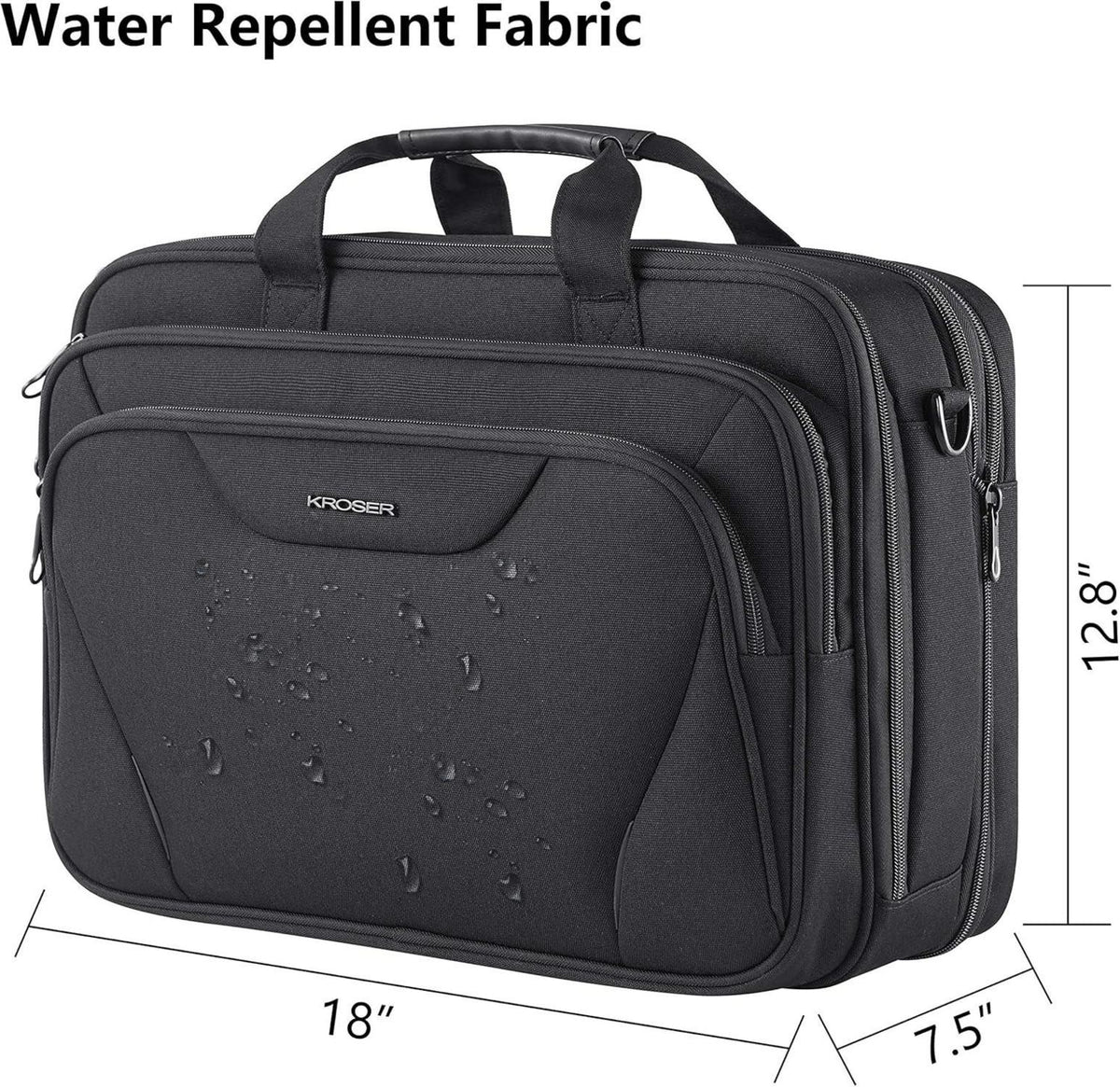 KROSER 18 Zoll Laptoptasche für Damen und Herren, wasserdicht, erweiterbar