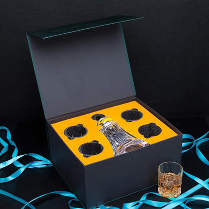 Whisky Karaffe Set 5-teilig Kristallglas Geschenk Box