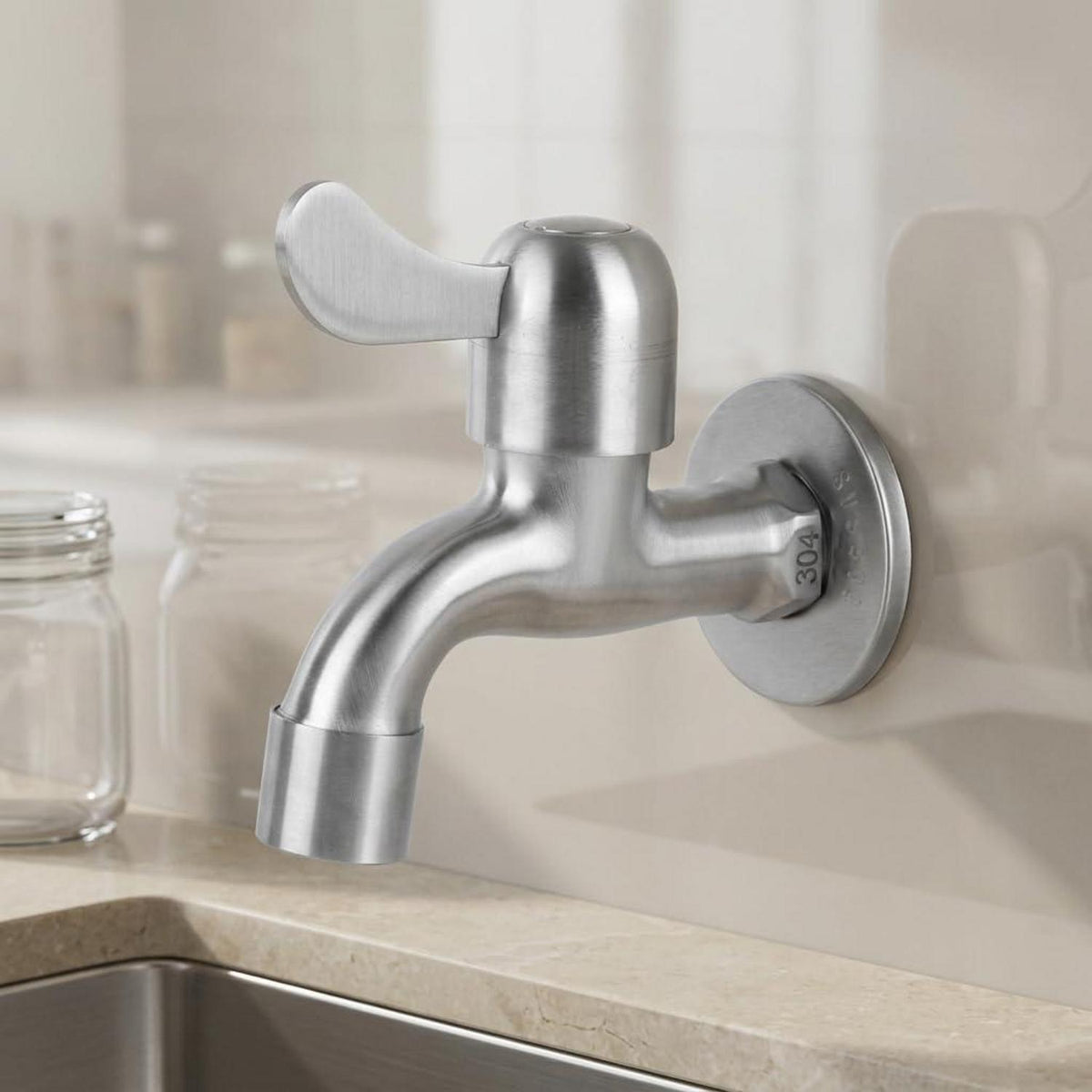 Edelstahl Wandwasserhahn für Bad, Küche & Garten