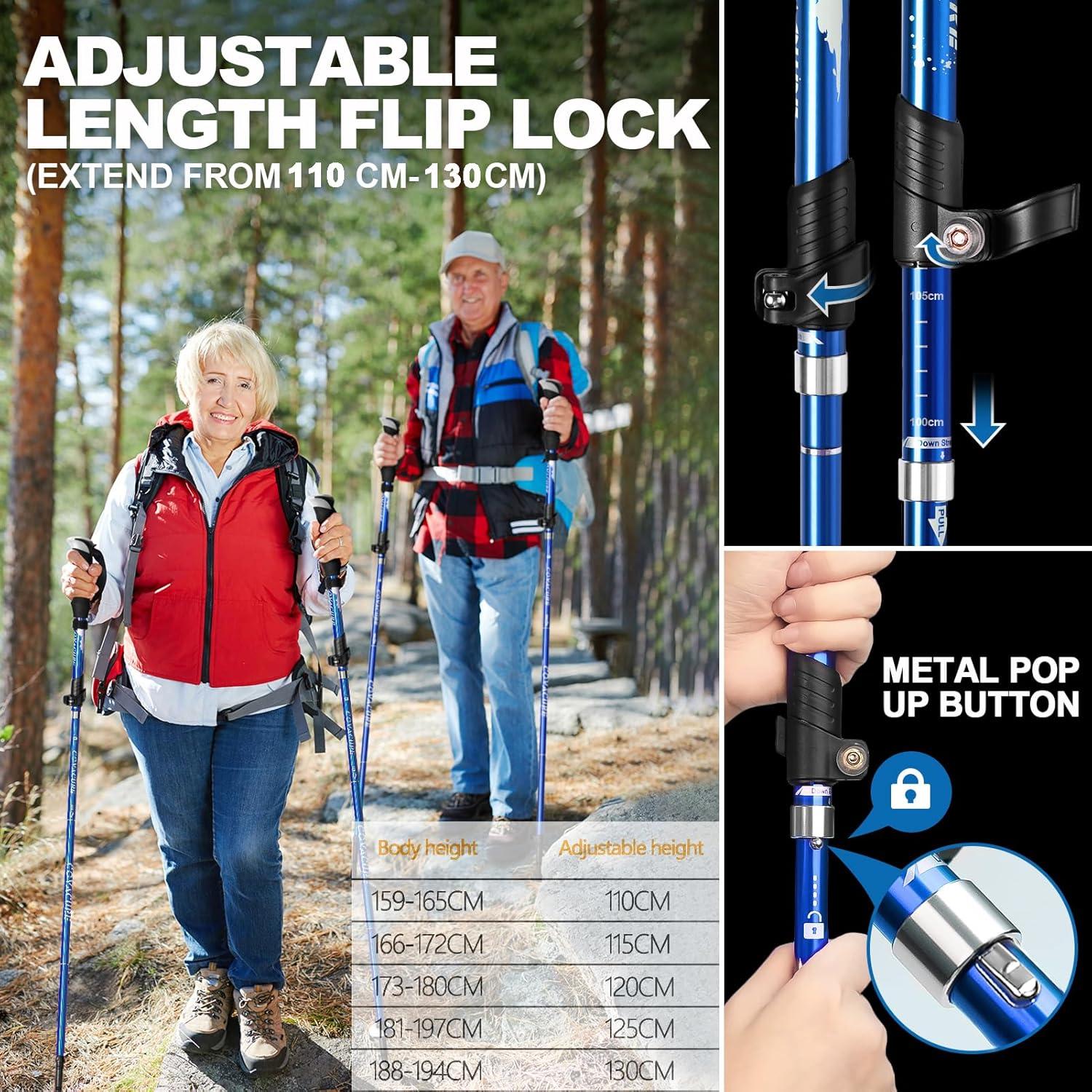 COVACURE Wanderstöcke Nordic Walking Stöcke faltbar 110-130cm Blau